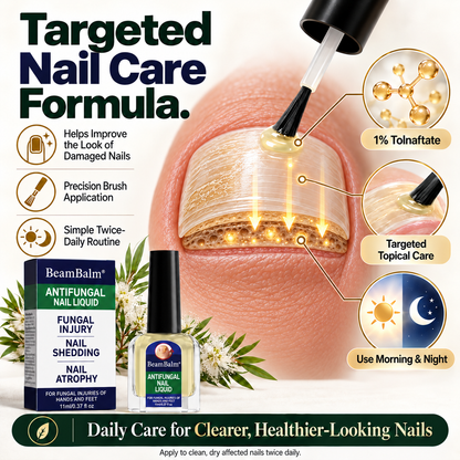 BeamBalm® Antifungal Nail Liquid – 1% Tolnaftate Targeted Nail Care – Precision Brush for Hands & Feet, 11 ml