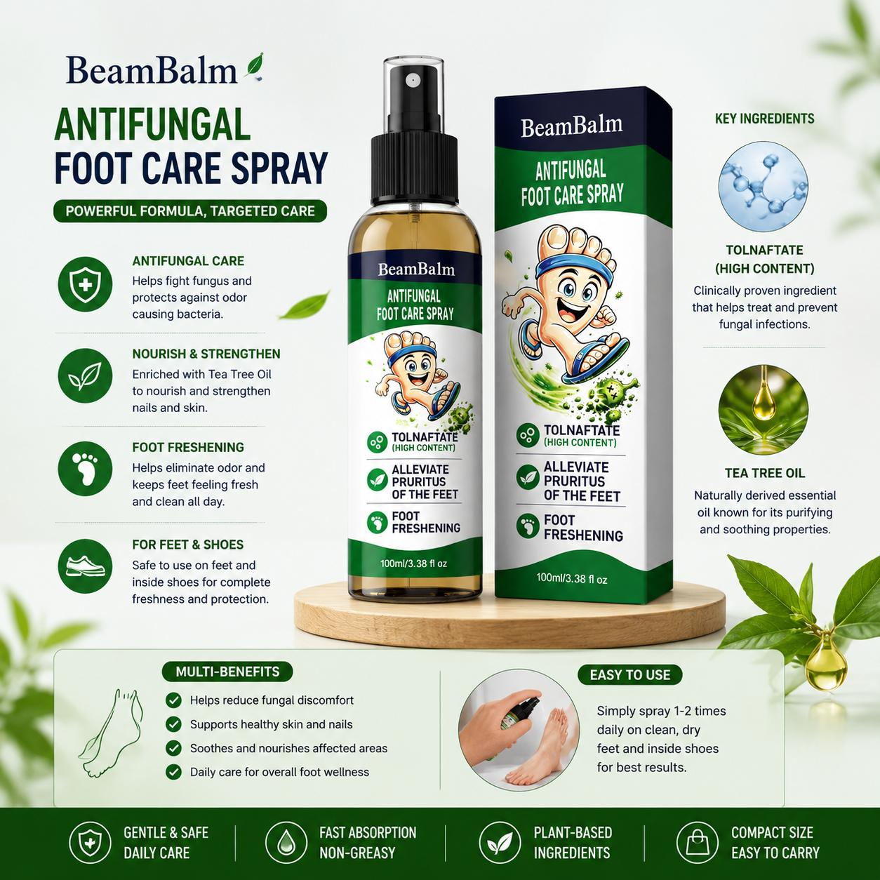 BeamBalm® Tolnaftate Antifungal Foot Spray