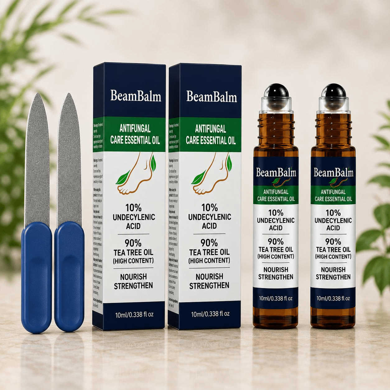 Sérum Roller Antifúngico Premium (10ml) | 10% Ácido Undecilénico, 90% Aceite de Árbol de Té de Alta Concentración | Sérum para el Cuidado de las Uñas con Problemas Fúngicos | Apto para Hombres y Mujeres.