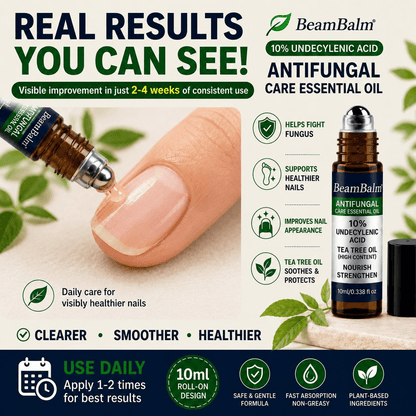 Sérum Roller Antifúngico Premium (10ml) | 10% Ácido Undecilénico, 90% Aceite de Árbol de Té de Alta Concentración | Sérum para el Cuidado de las Uñas con Problemas Fúngicos | Apto para Hombres y Mujeres.