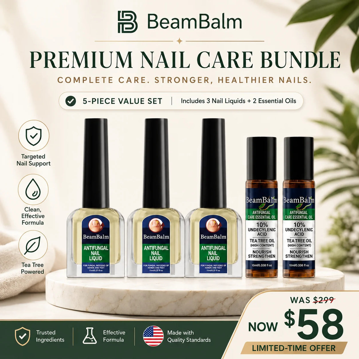 BeamBalm® Solución de tolnaftato para hongos en las uñas | Para uñas de manos y pies