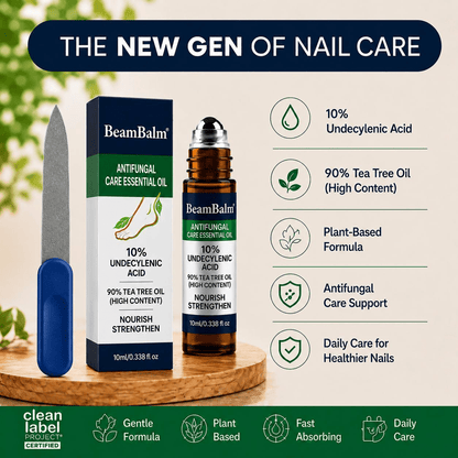Sérum Roller Antifúngico Premium (10ml) | 10% Ácido Undecilénico, 90% Aceite de Árbol de Té de Alta Concentración | Sérum para el Cuidado de las Uñas con Problemas Fúngicos | Apto para Hombres y Mujeres.